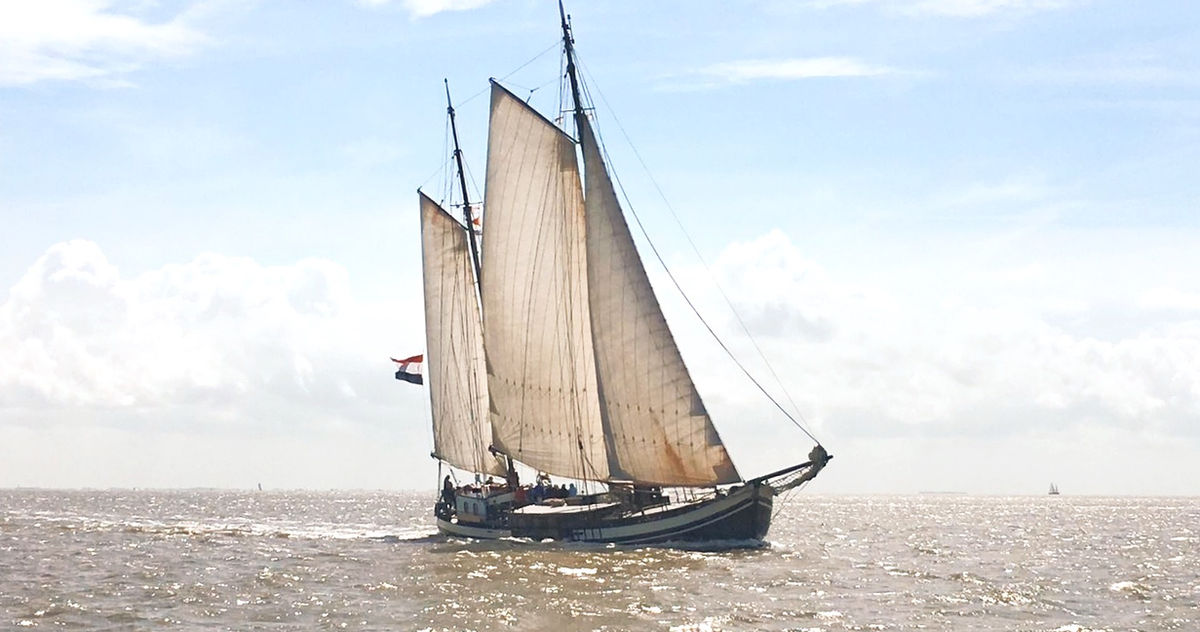 Minerva sailing on the Wadden Sea